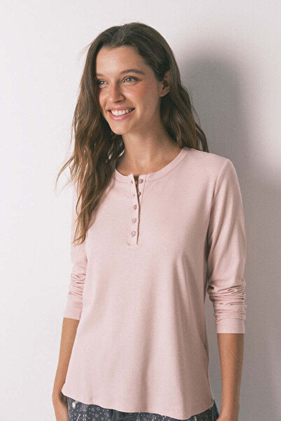 Women'secret Long sleeve pink glitter viscose T-shirt