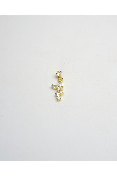 Piercing by Sever KELEBEK ÇİÇEK SALLANTILI ÇELİK PIERCING... ŞEFFAF TAŞLI VE ALTIN/GOLD RENK (TRAGUS HELIX CONCH FLAT)