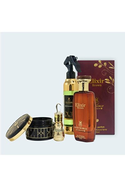 OUD WORLD كومبو – مجموعة هدايا مع عطر، بخور، عطار مسك الحرير (إلكسير)