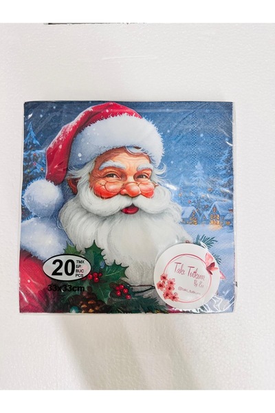 takı tutkum New Year's Eve Cute Christmas Bearded Father Motif Patterned Napkins 20-Piece