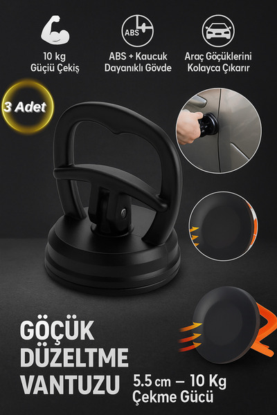 Hane Dostu 3 Adet Göçük Düzeltme Vantuzu 5.5 cm – 10 Kg Çekme Güçlü Araç Göçü...