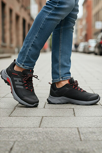 Wickers Black Men's Outdoor Sports Shoes – Non-Slip Sole, Shock Absorbing, Ca...