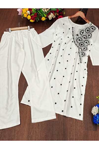 MYSMAR White Rayon Salwar Kameez - HRT2317 | White