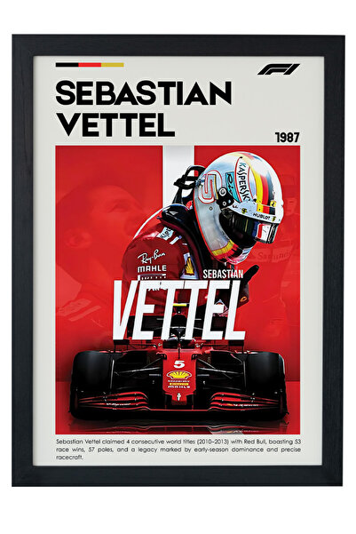 gxe.art Pictură cu poster cu rama din lemn Sebastian Vettel – 4x Design Campi...