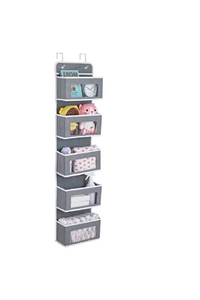 NKX منظم تخزين من 5 طبقات فوق الباب مع نافذة شبكية، قابل للطي، معلق على الحائط