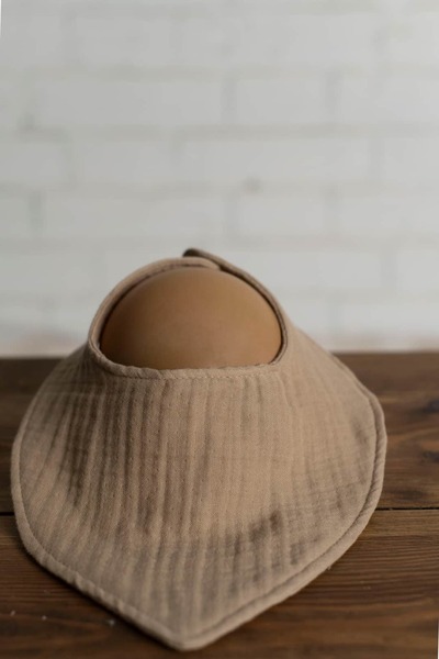 Olivo Mini Newborn Baby Scarf/Bib Brown 4 Layers Muslin