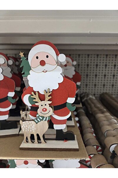 OEM Wooden Christmas Decoration Santa Claus with Reindeer 15.5cm