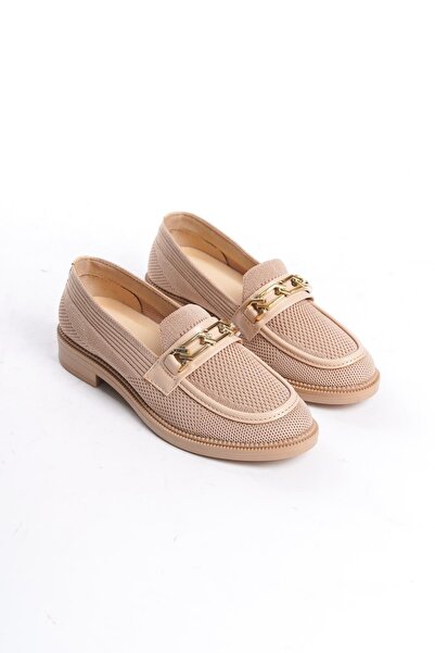 asmi shoes Women's Eyzy Nut Knitwear Buckle Lofer Moccasin Ballerina Shoes