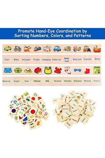 X SPRING Montessori Wooden Sorting Toy Set, 80 Colorful Cubes, Preschool Educational Activity Box, A