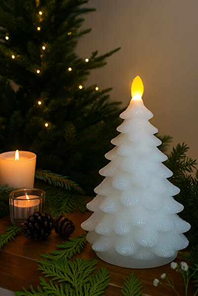 Ecuy Yılbaşı Dekor LED Mum Parıltılı WAX Mum LED Işıklı Ev Ofis Otel Restoran...