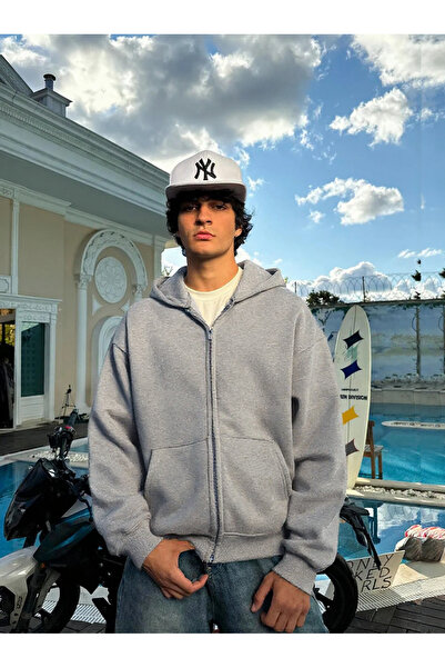 YAKAMEL سترة رجالية واسعة بسحاب للشتاء ذات تصميم فضفاض وسميك