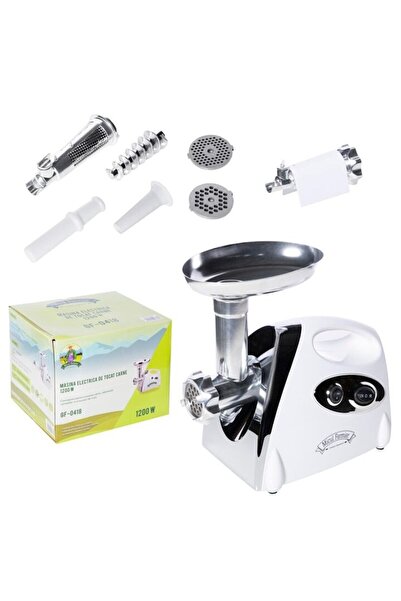 micul fermier Electric meat grinder 1190W, stainless steel blade, sausage/tomato/meatball accessories, plates incl