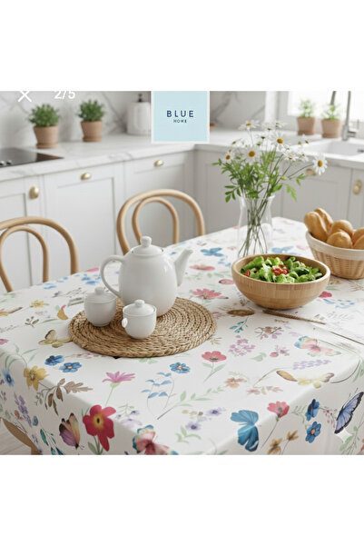 Blue Home 🆕 Fiesta Lux Pvc Fiber Tablecloth - Waterproof Modern Pattern Kitchen and Dining Table Cover.