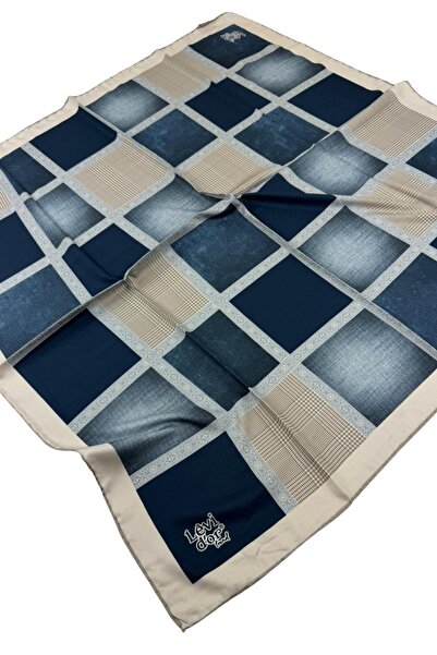 Levidor Trend Twill Scarf Ldt286 Geometric Pattern 01-Navy Blue-Beige