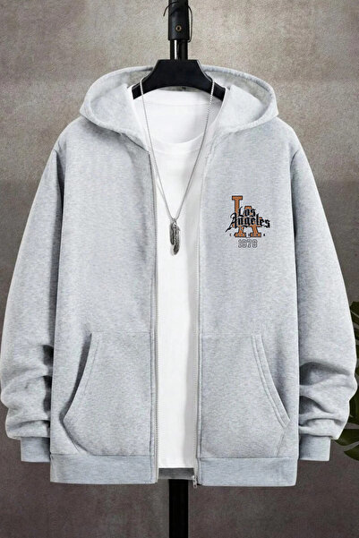 Deep sense Hanorac oversize cu glugă și fermoar pentru bărbați, cardigan pent...