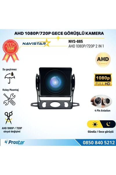 Navistar AHD 1080P ve 720P Geniş Açılı Balıkgözü Gece Görüşlü Araç Kamerası