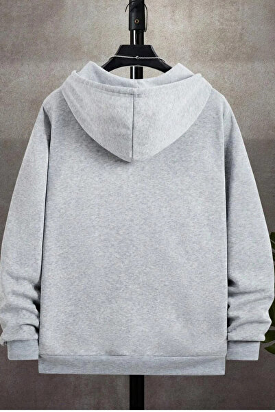 DEEPSENCE Чоловіча сіра зимова куртка з капюшоном на блискавці з флісу з капюшоном