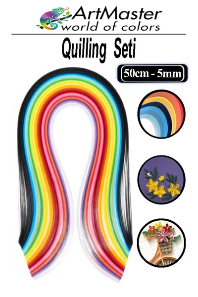 Artmaster Quilling Seti İnce 5 mm 1 Paket Karışık Renkli Quling Kağıt Katlama...