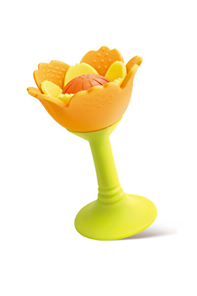 Hape خشخيشة وعضاضة على شكل زهرة من السيليكون بقاعدة شفط للأطفال من عمر 3 أشهر...