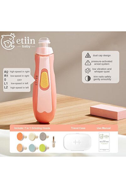 Generic Etiin Electric Baby Nail Trimmer – Safe & Easy Kit with Clipper, File, 7 Grinding Heads & LED