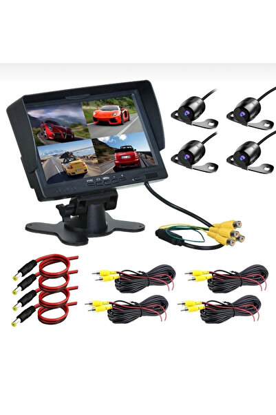 ERCTECH 7 İnç Ekranlı 4 Kameralı Araç Güvenlik Kayıt Sistemi Servis, Karavan,...