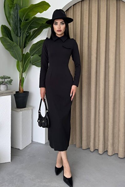 WOMAN VISION Hemdkragen Midi-Bleistiftkleid für den Abend