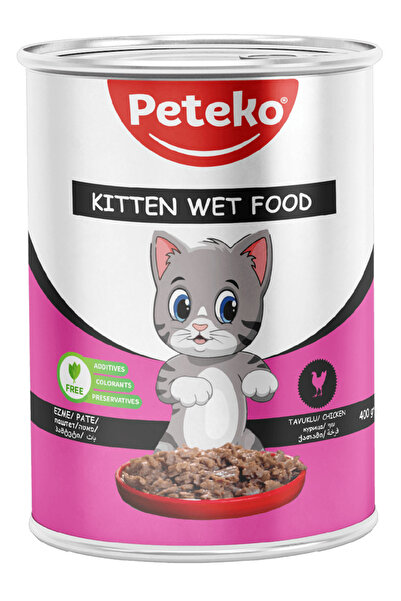 PetEko 12 ADET PATE YAVRU KEDİ YAŞ MAMASI TAVUKLU 400 gr