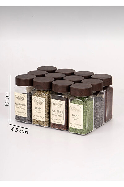 mafa home 12-Piece Acacia Lid Square Glass Spice Jar Salt Shaker with Lid and Label Gift