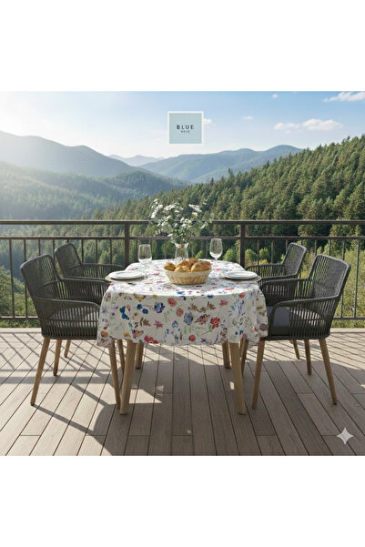 Blue Home 🆕 Fiesta Lux Pvc Fiber Tablecloth - Waterproof Modern Pattern Kitchen and Dining Table Cover.