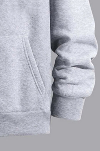 DEEPSENCE Чоловіча сіра зимова куртка з капюшоном на блискавці з флісу з капюшоном