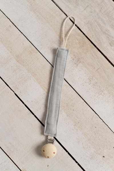 Olivo Mini Yenidoğan Bebek Emzik Askısı Gri 4 kat müslin