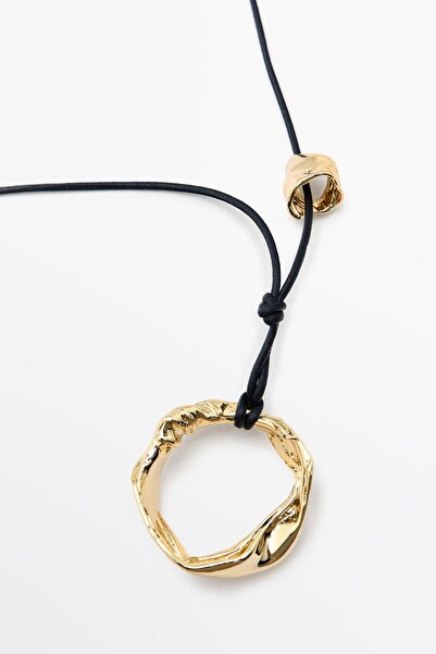 Massimo Dutti Asimetrik parçalı deri kolye