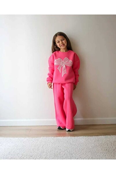 ALYA BUTİK طقم رياضي فضفاض للفتيات من أليا بوتيكس مطرز بالشرائط والخرز باللون...