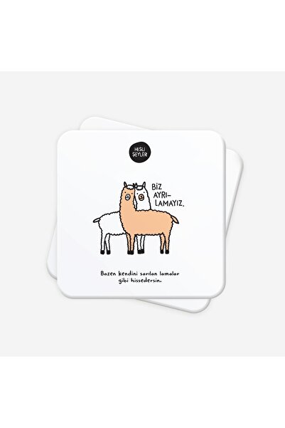 Hisli Şeyler Biz Ayrılamayız 2'li Bardak Altlığı Seti
