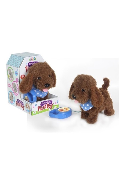 Matadi Interactive plush puppy with leash Brown