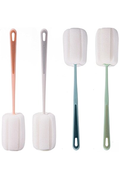 KASTWAVE مجموعة من 4 فرش إسفنجية لتنظيف الزجاجات بمقبض للترمس والأكواب وأباري...