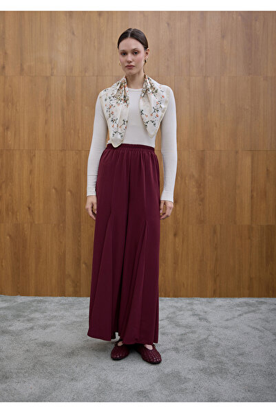 Birgül Bektaş Plum Godeli Crepe Pants