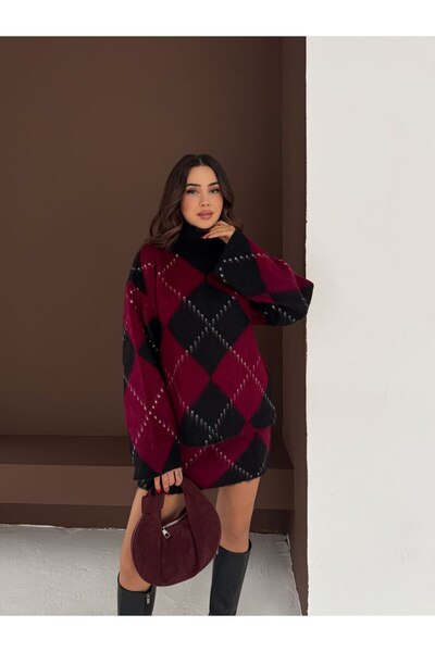 MAXXANA Turtleneck Oversized Sweater and Mini Skirt Two-Piece Knitwear Set