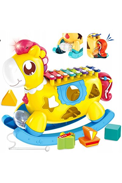 Matadi Jucarie interactiva 6in1 sortator cu xilofon si lumini Yellow Horse
