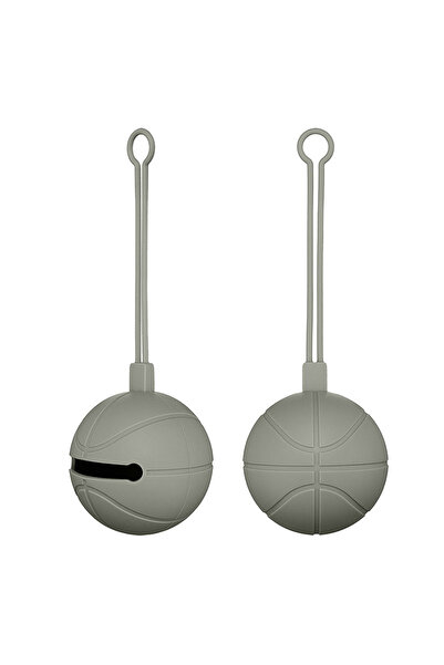 Pitikot Pitikot® Portable Silicone Pacifier Holder, Basketball Pattern, Gray