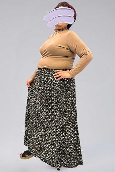 MAKSEN TEKSTİL Pieced Long Prayer Skirt, Viscose Crinkle 8 Piece Long Women's Skirt