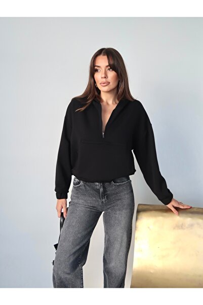 Paw Garage Women's Kangaroo Pocket Half Zip Sweat