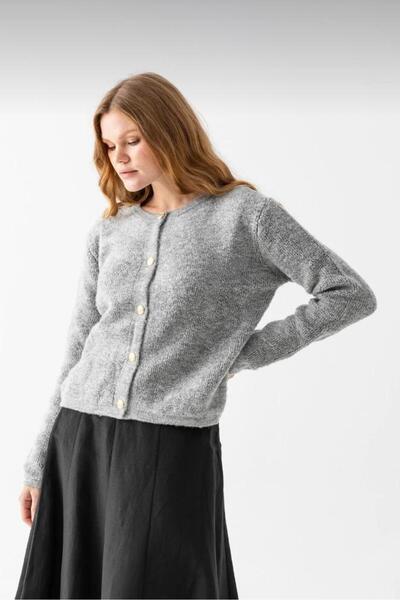 hedef giyim Yumoş Crew Neck Buttoned Cardigan