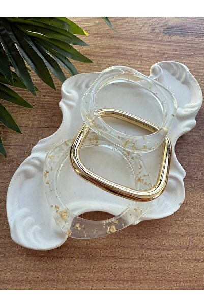 My Joyas Design Saydam Akrilik Kare Form 3'lü Bilezik Seti 6.5cm