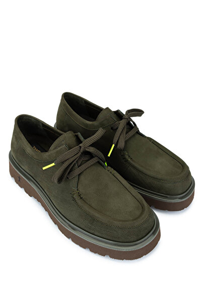 Tamer Tanca Men's Genuine Leather Green Nubuck Loafer Shoes