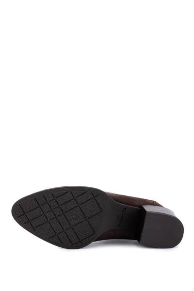 Tamer Tanca Women's Genuine Leather Brown Nubuck Heeled Boots