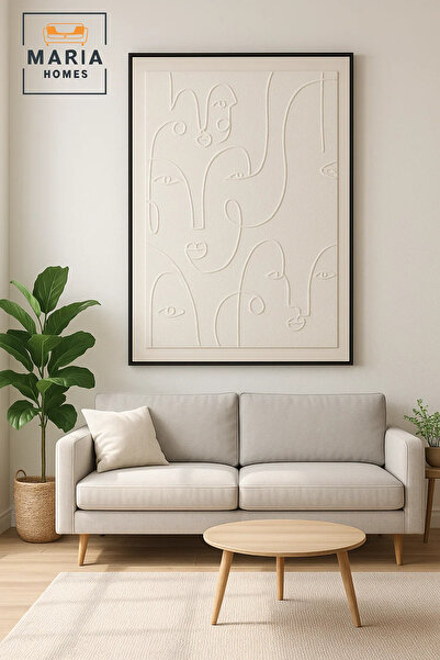 MARIA HOMES Abstract Face Wall Art 150x100 Modern Minimalist Textured Decor