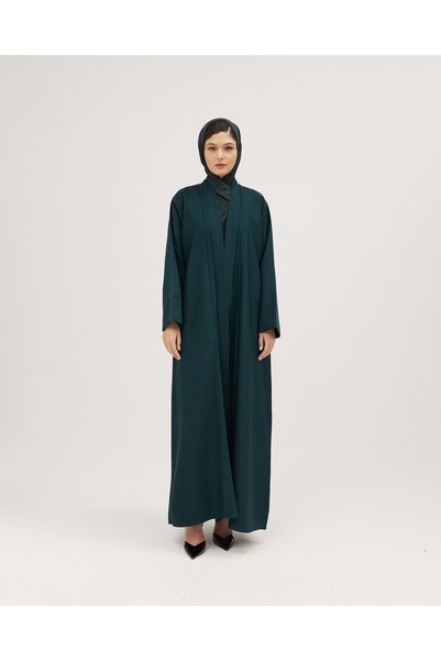 SOROSE SA Colorful crepe abaya, green, with pleats at the collar - wrap design