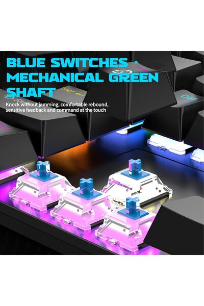 Generic English Arabic Mechanical Gaming Keyboard with LED Backlit, 104 Keys Quick Response Wired Keyboard