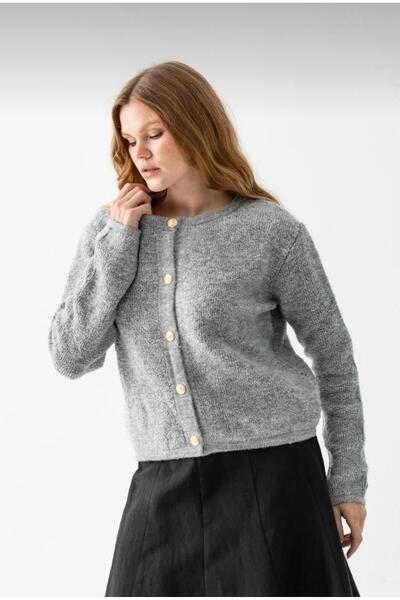 hedef giyim Yumoş Crew Neck Buttoned Cardigan